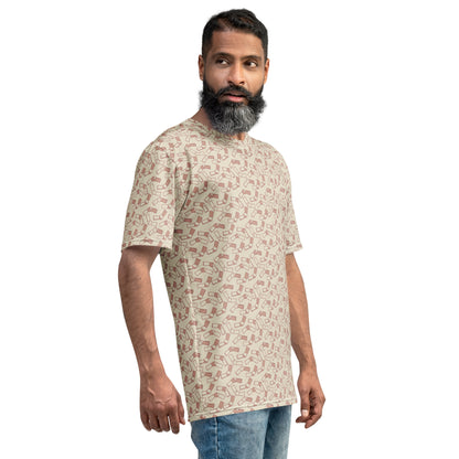 ベージュ色の結び文メンズTシャツのコーディネート画像（右サイド）