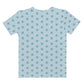 青色（水色）のねじれ麻の葉文様レディースTシャツの背面画像