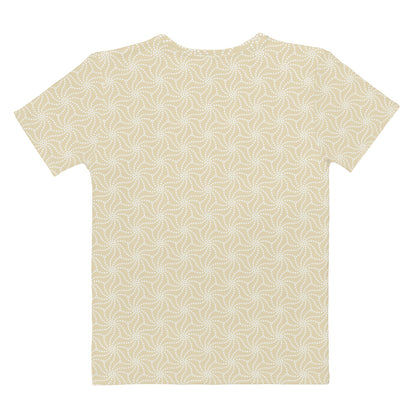 ベージュ色のねじれ麻の葉文様レディースTシャツの背面画像