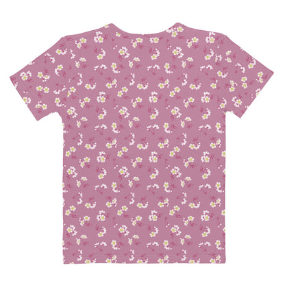 ピンク色の桜文様レディースTシャツの背面画像