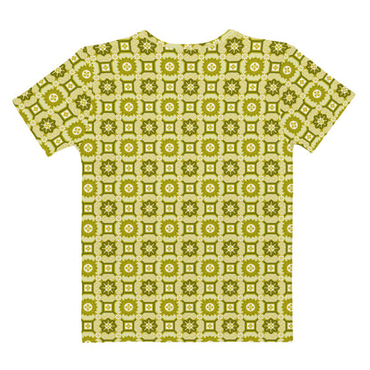 黄色の蜀江文様レディースTシャツの背面画像