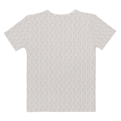 グレーの花勝見柄レディースTシャツの背面画像
