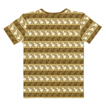 ブラウンの瓢箪文様レディースTシャツの背面画像