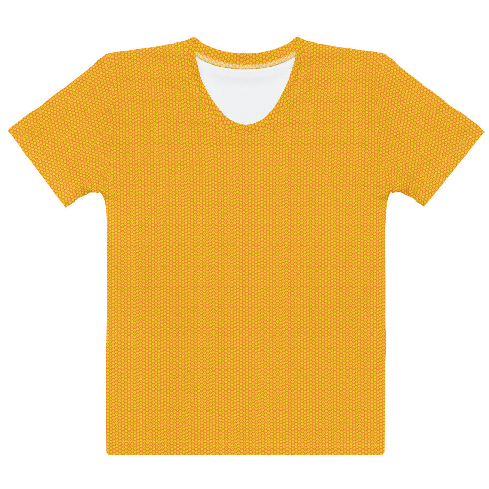 オレンジ色の鹿の子文様レディースTシャツの前面画像