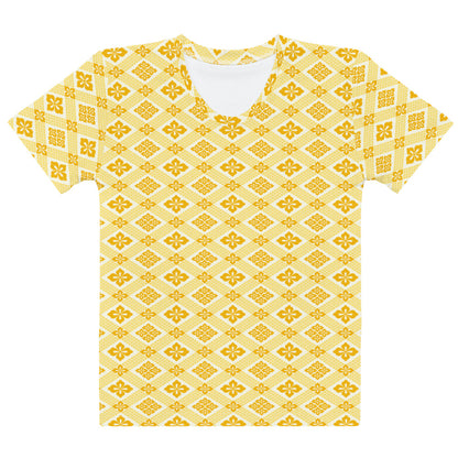 オレンジ色の幸菱文様レディースTシャツの前面画像