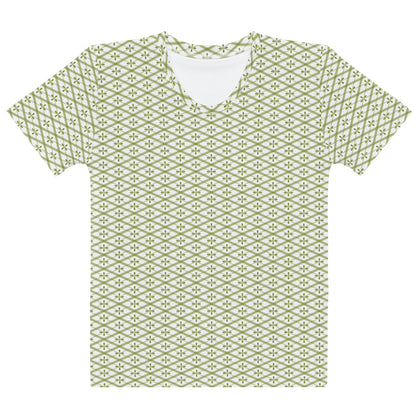 オリーブ色の業平菱文様レディースTシャツの前面画像