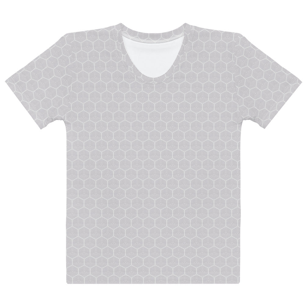 グレー色の松文様レディースTシャツの前面画像