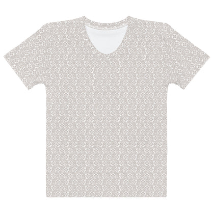 グレーの花勝見柄レディースTシャツの前面画像