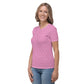 ピンク色の六つ雲亀甲文様レディースTシャツのコーディネート画像（左サイド）